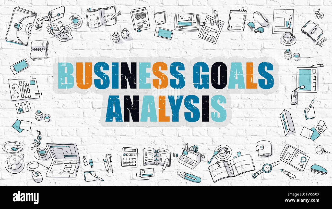 Obiettivi di Business Analysis in multicolore. Doodle Design. Foto Stock