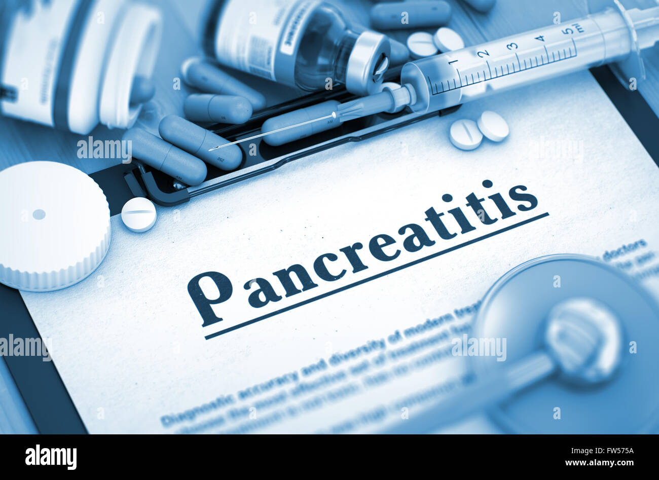 Diagnosi di pancreatite. Concetto medico. Foto Stock
