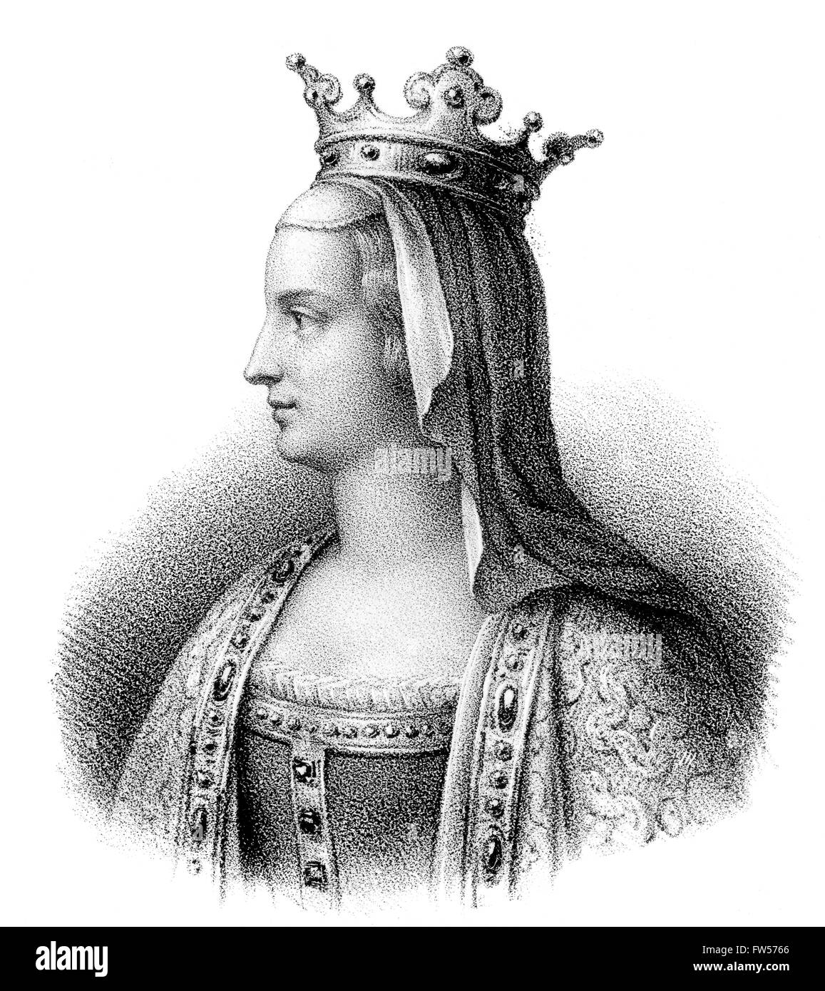 Adélaïde di Parigi o Aélis, Adelheid von Friuli, c. 850/853-901, la seconda moglie di Luigi Stammerer, re occidentali della Francia Foto Stock