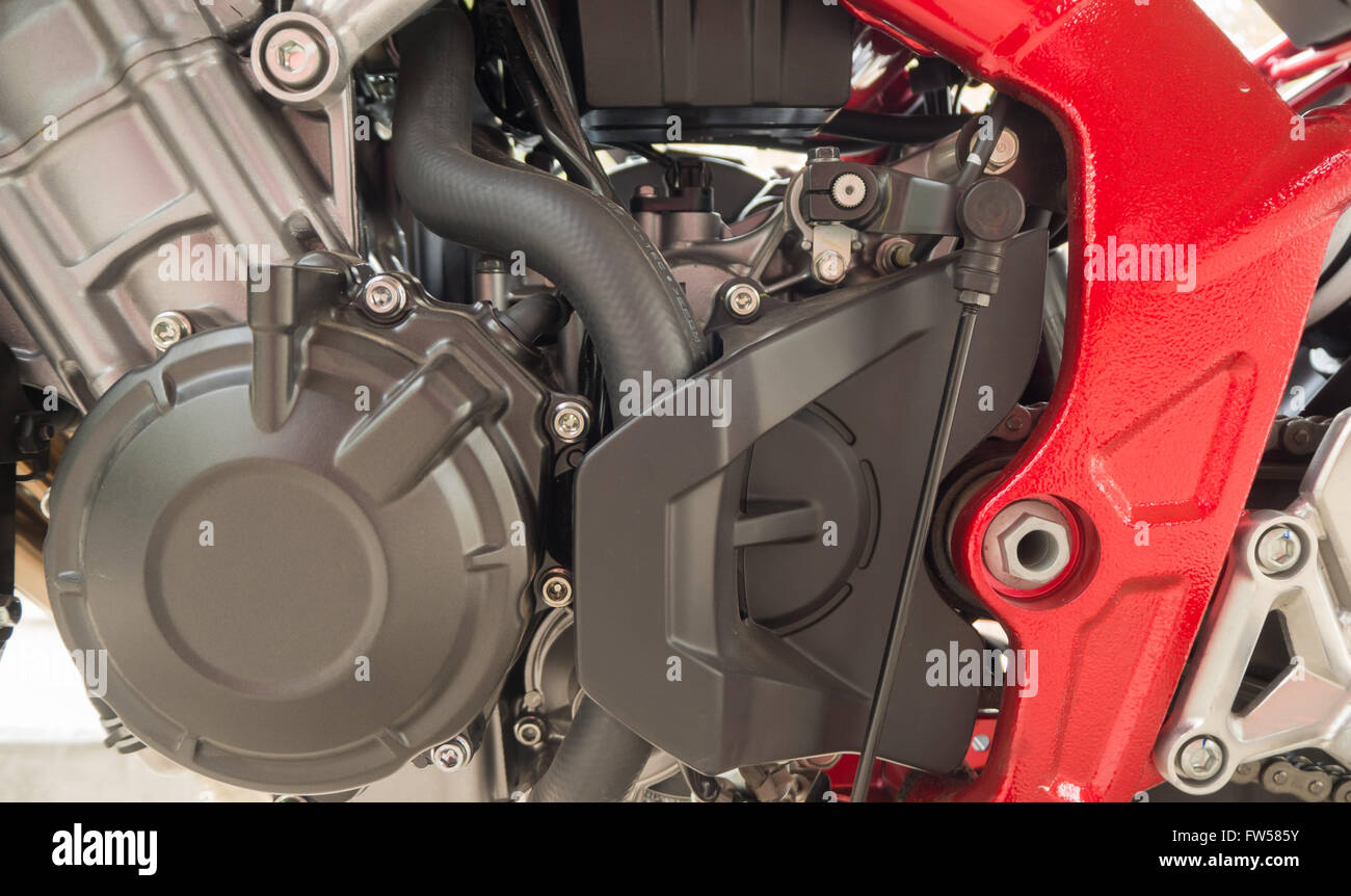 Closeup moto blocco motore di corse di velocità Foto Stock