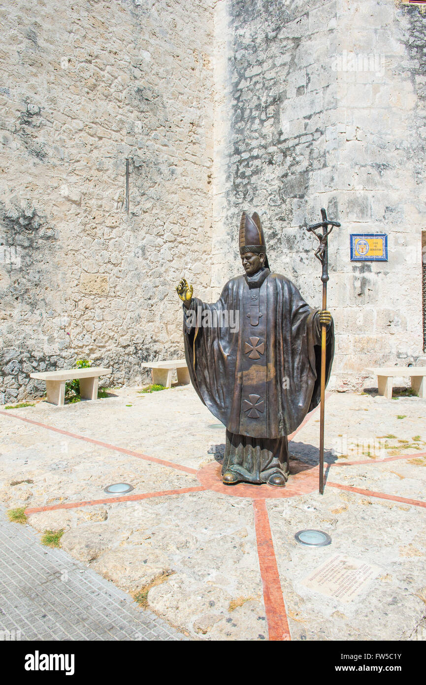 La statua di Papa Giovanni Paolo II a Cartagena Colombia Foto Stock