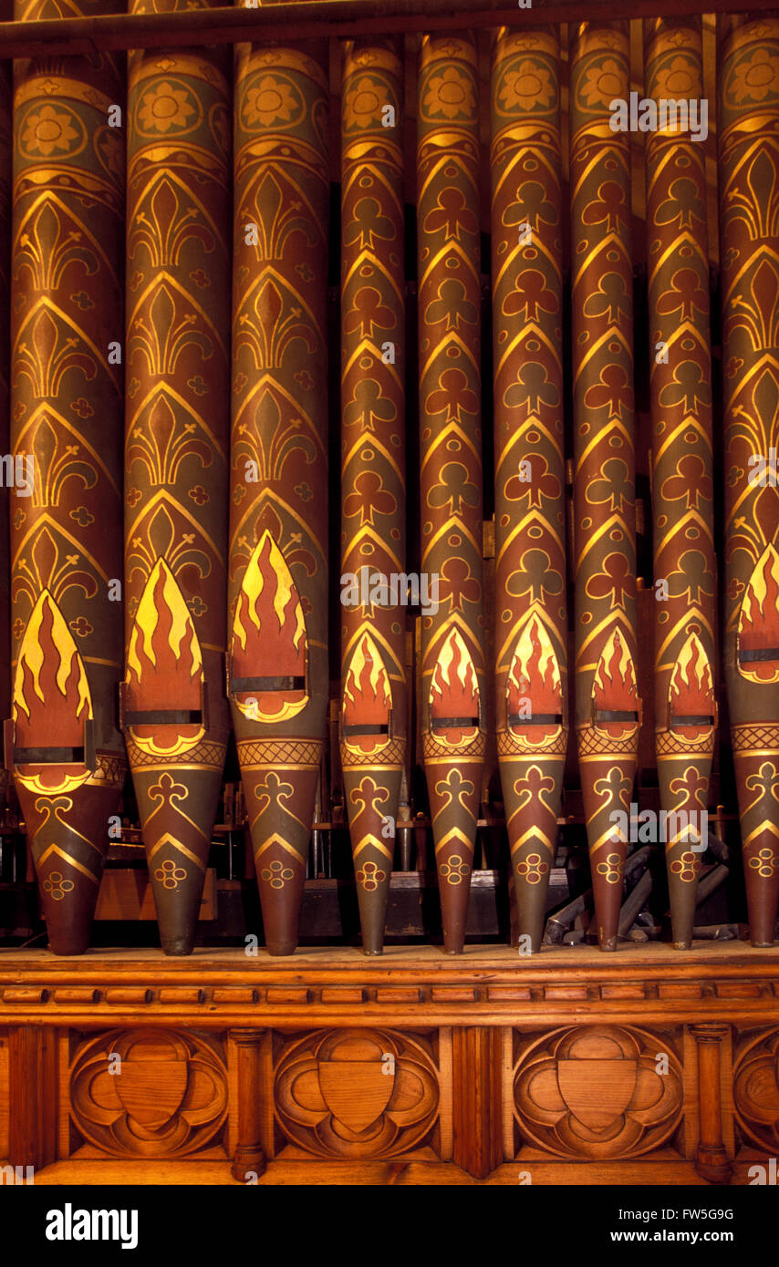 San Martino La chiesa Parrocchiale Dorking. Interno. Ralph Vaughan Williams connessione. Organo a canne. 1872-1958. Compositore inglese. Foto Stock