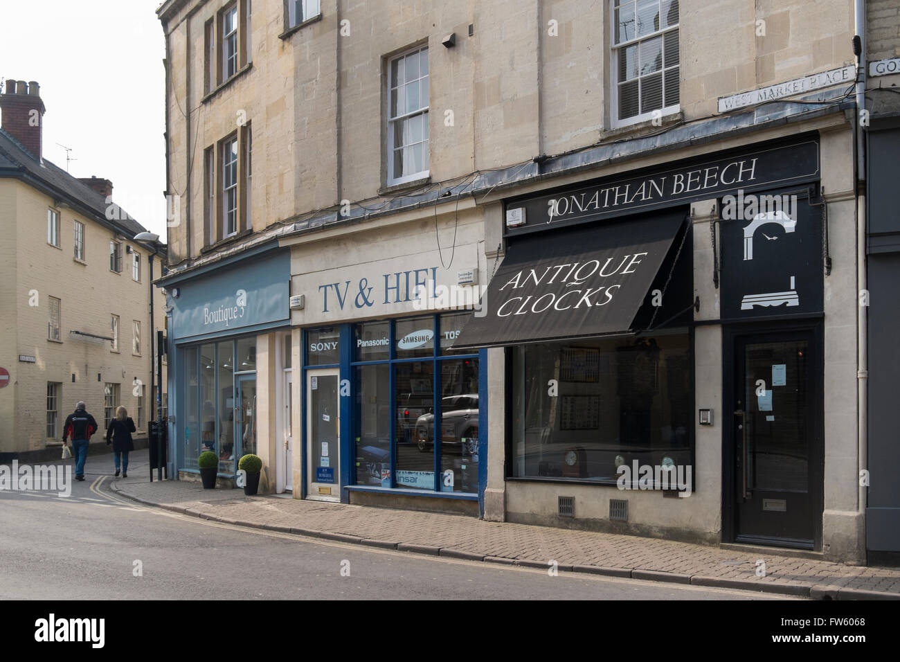 Jonathan faggio orologi antichi e tv e hifi negozi in gosditch street,, Cirencester Gloucestershire, Regno Unito Foto Stock