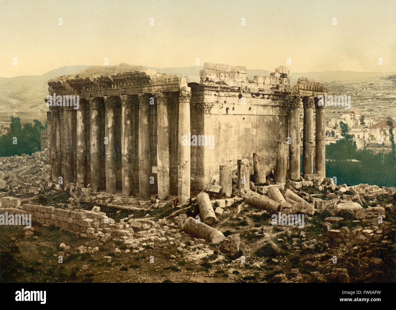 Tempio di Giove rovine, esterno, Baalbek, Libano, Photochrome Stampa, circa 1900 Foto Stock