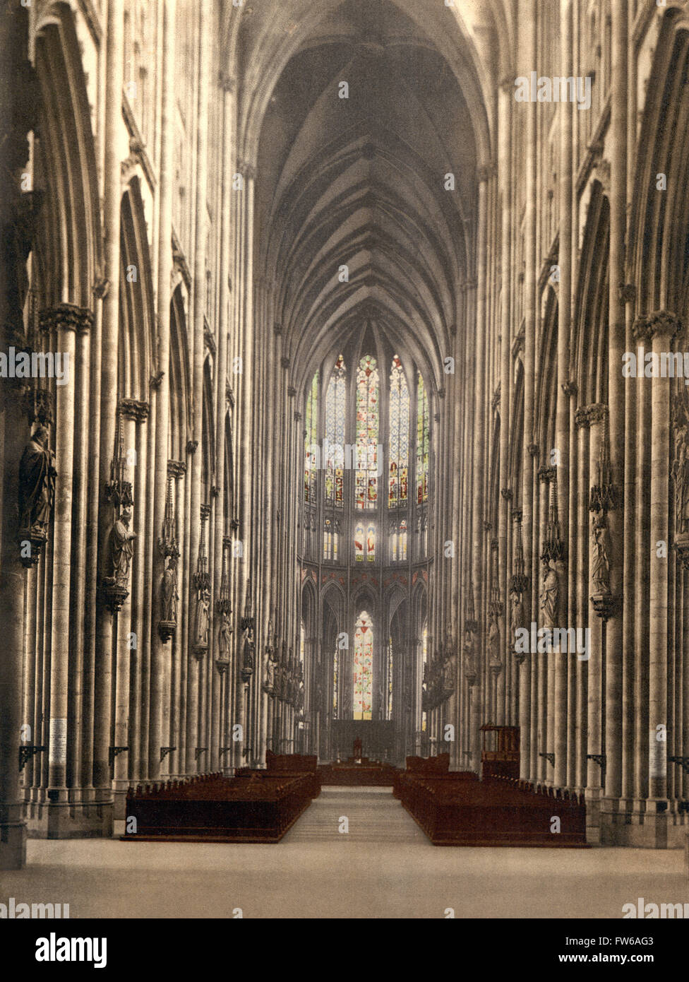 Interno della cattedrale di Colonia, Germania, Photochrome Stampa, circa 1900 Foto Stock