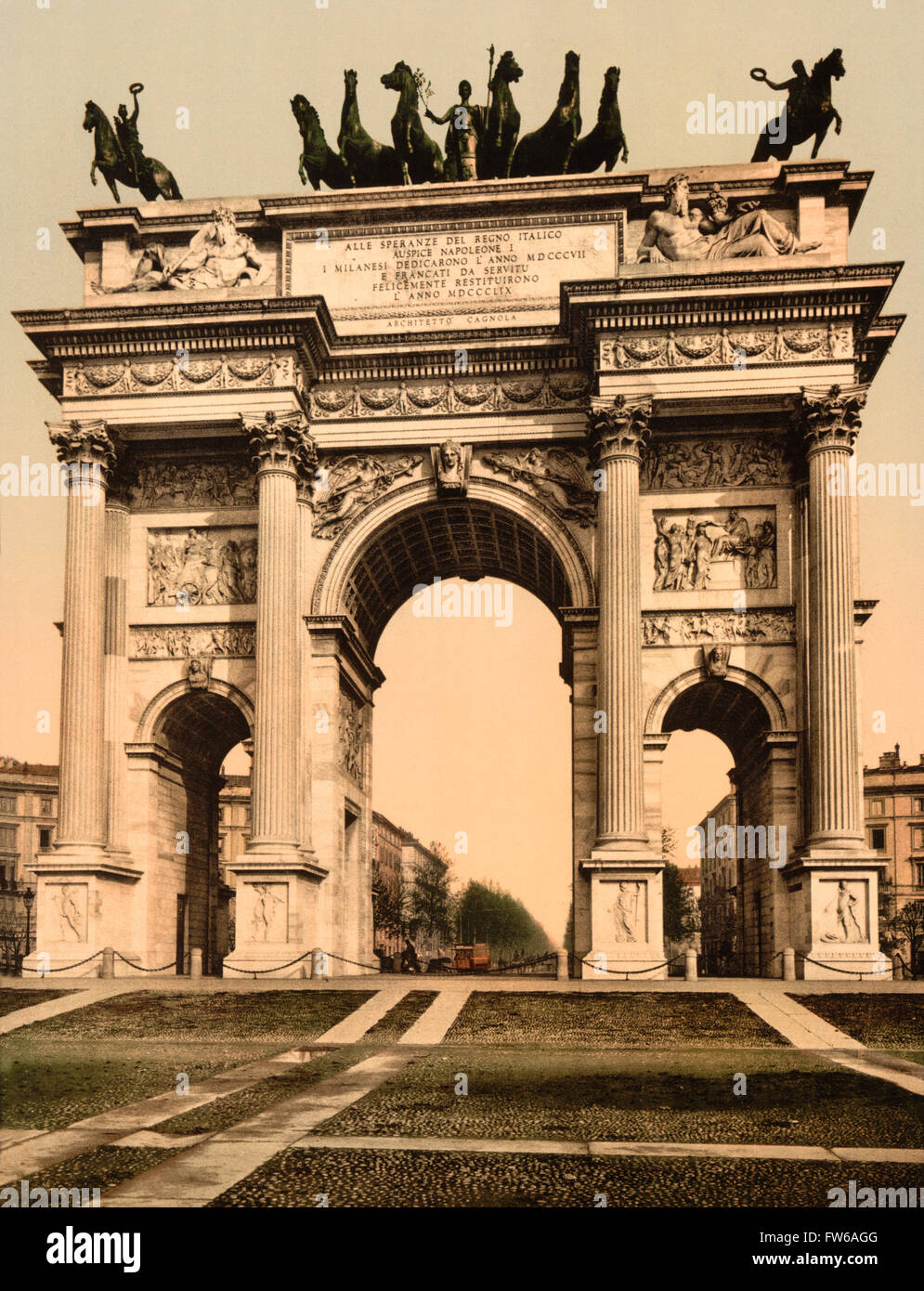 Arco della Pace, Milano, Italia, Photochrome Stampa, circa 1900 Foto Stock