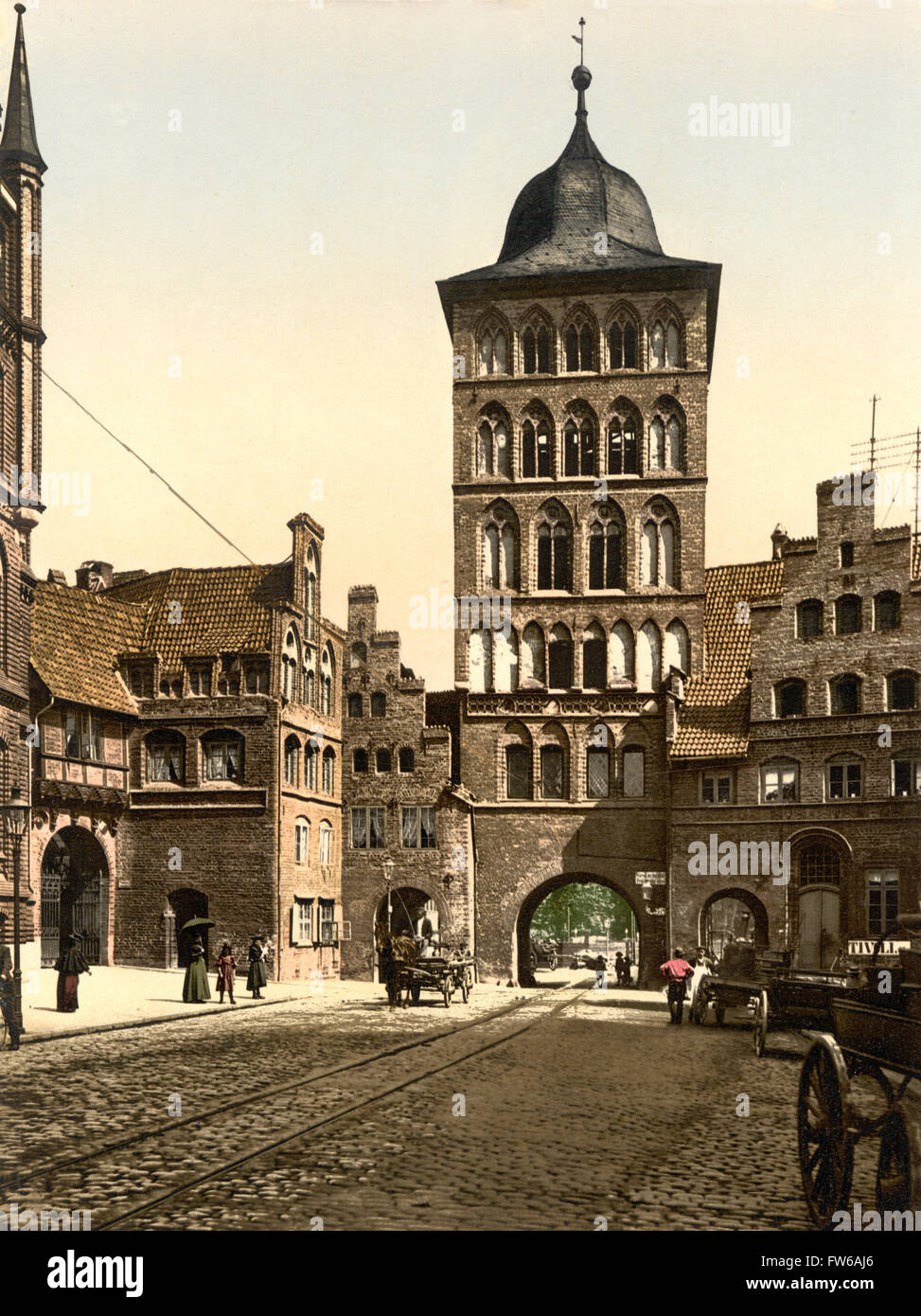 Tower Arch, Lubecca, Germania, Photochrome Stampa, circa 1900 Foto Stock