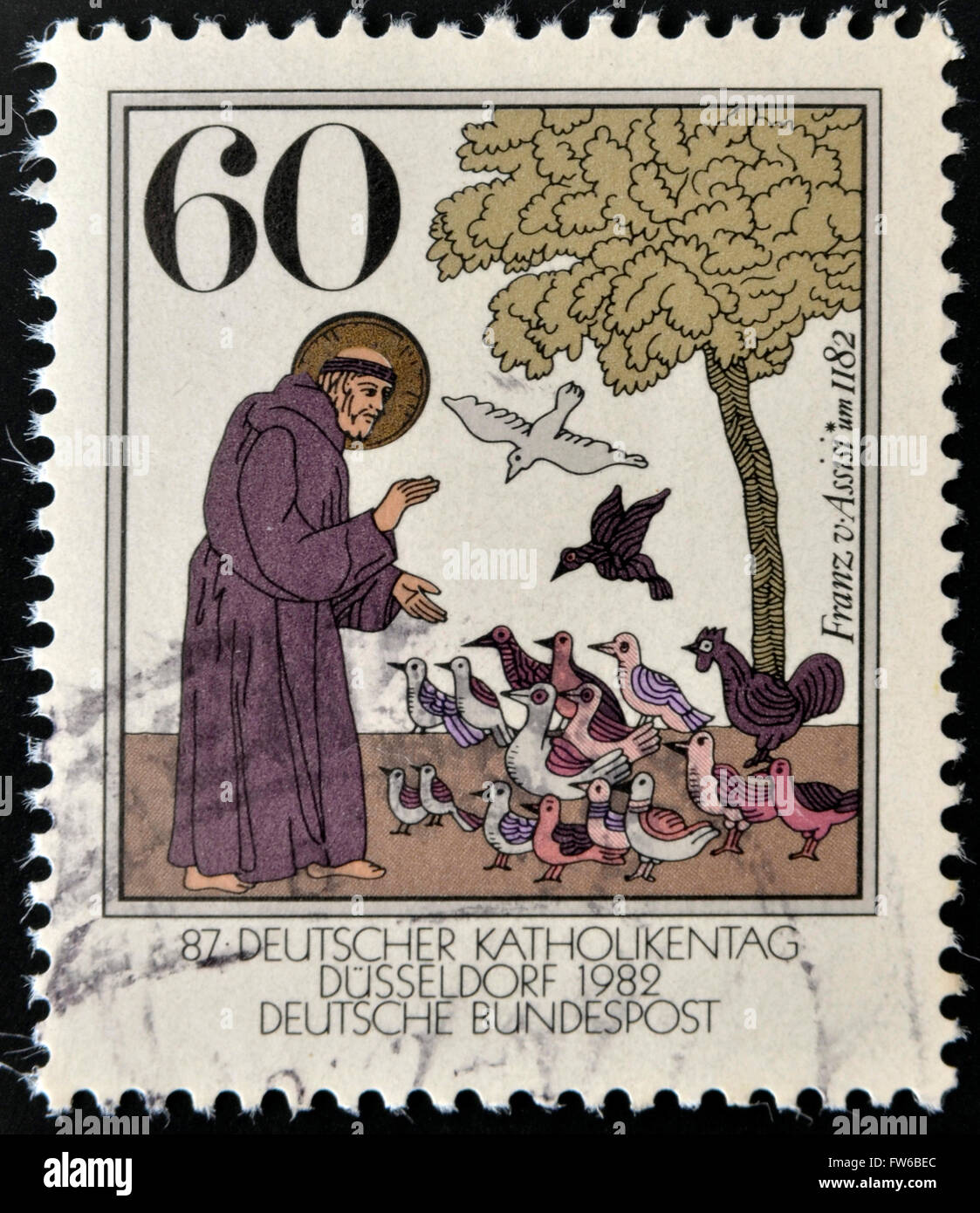 Germania - circa 1989: un timbro stampato in Germania mostra San Francesco di Assisi, circa 1989 Foto Stock