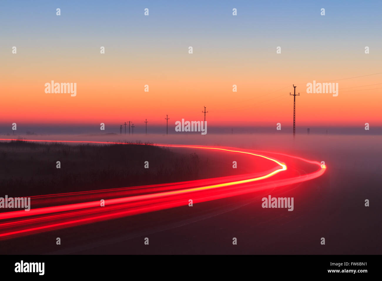 Auto sentieri di luce Foto Stock