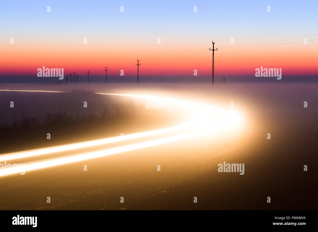 Auto sentieri di luce Foto Stock