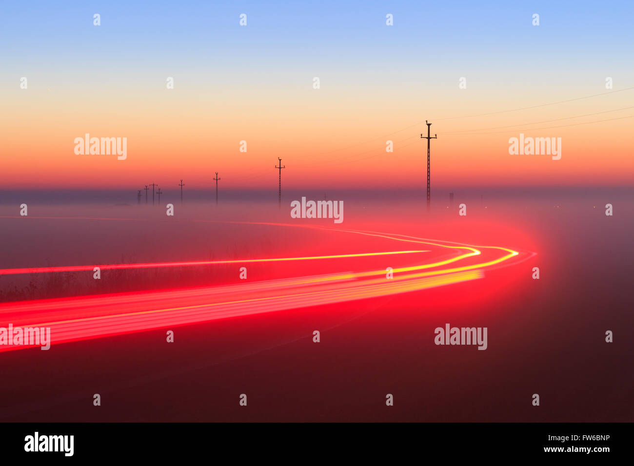 Auto sentieri di luce Foto Stock