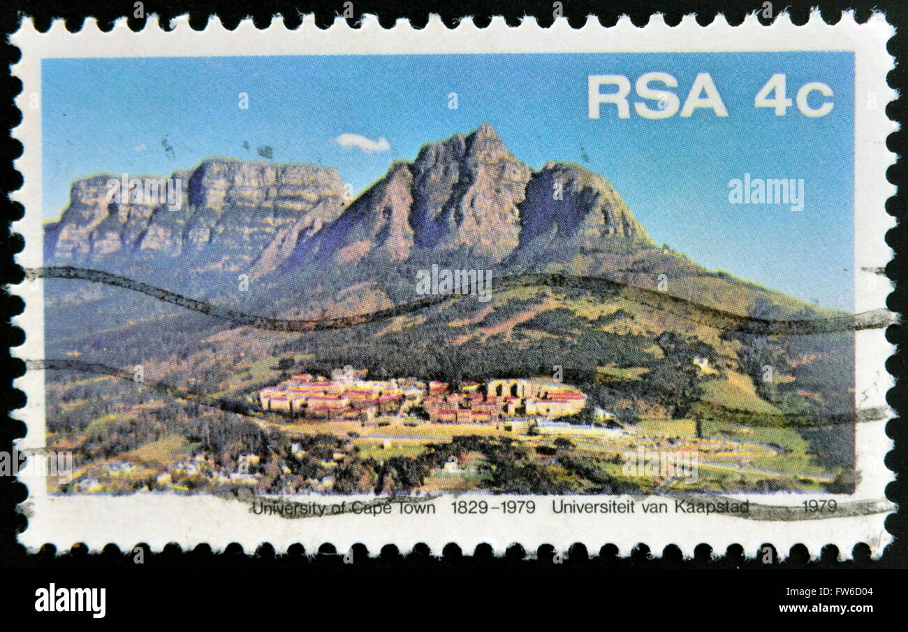 Sud Africa - circa 1979: un timbro stampato in RSA mostra università di Cape Town, circa 1979 Foto Stock