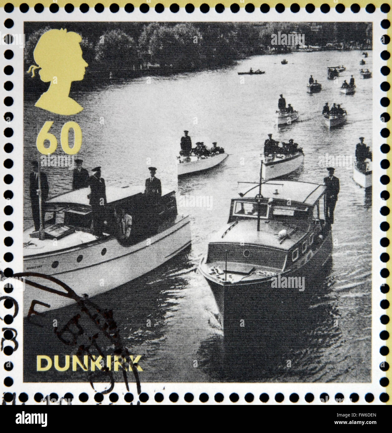 Gran Bretagna - circa 2010: timbri stampato nel Regno Unito dedicata alla sola Gran Bretagna, Dunkerque, mostra il funzionamento poco navi Foto Stock