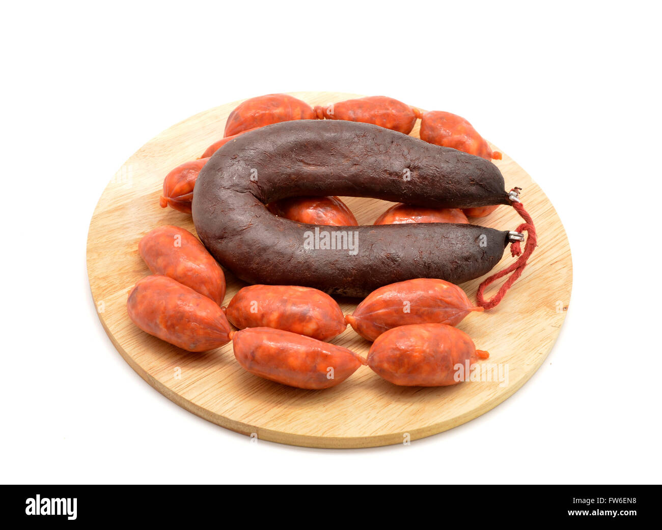 Salsicce e salsicce di sangue (chorizo y morcilla) Foto Stock