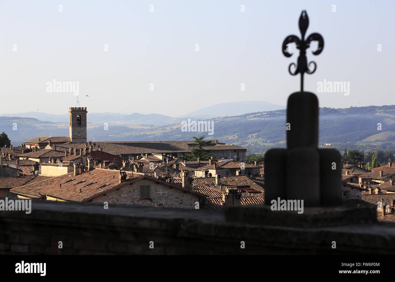 Tetto di panorama di Gubbio,Umbria,Italia Foto Stock