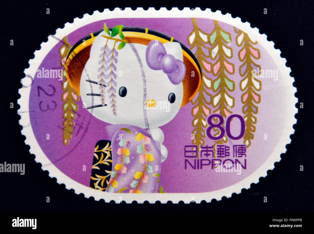 Giappone - circa 2011: un timbro stampato in Giappone mostra Hello Kitty, circa 2011 Foto Stock