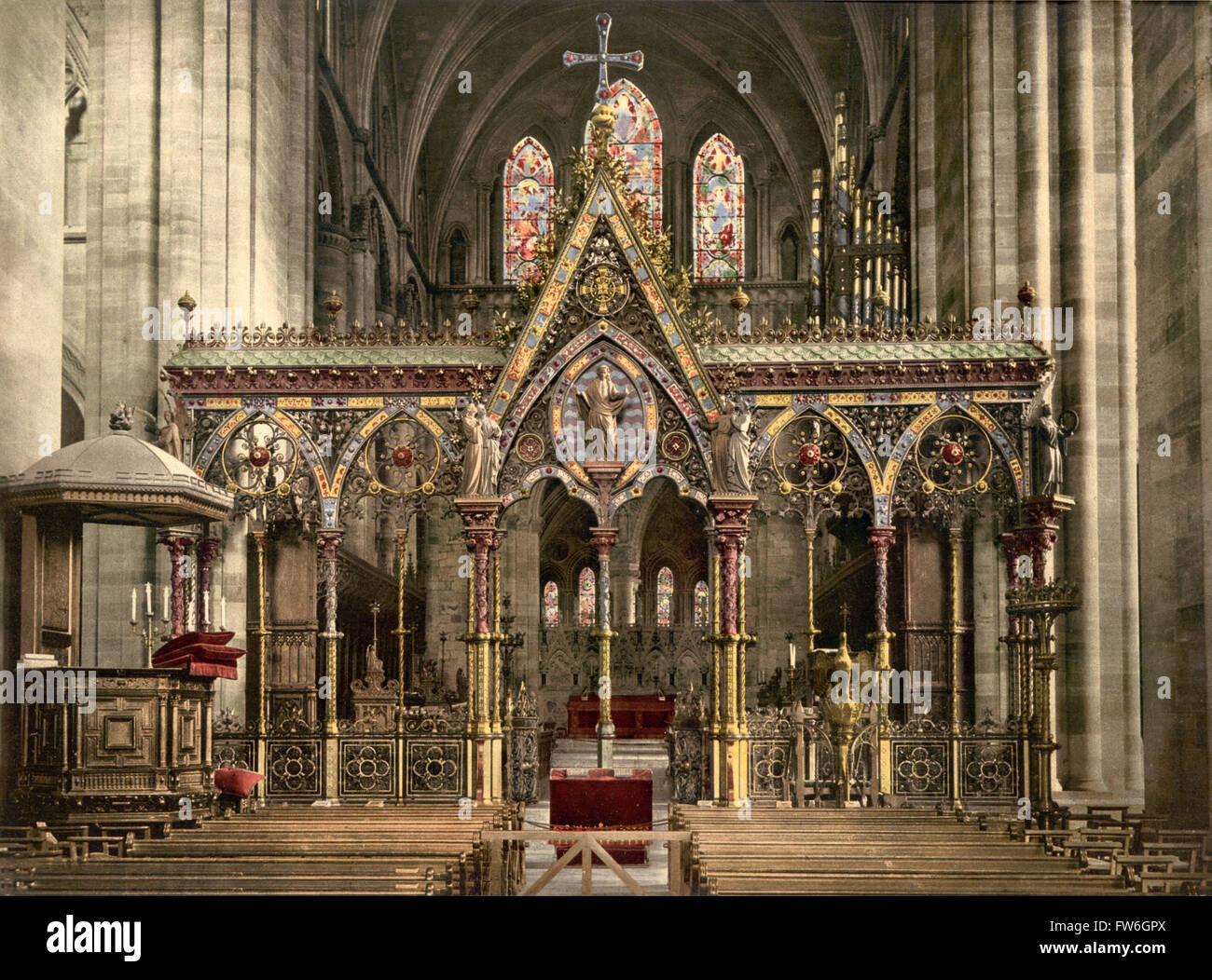 Coro della cattedrale di schermo, Hereford, Inghilterra, Photochrome Stampa, circa 1900 Foto Stock