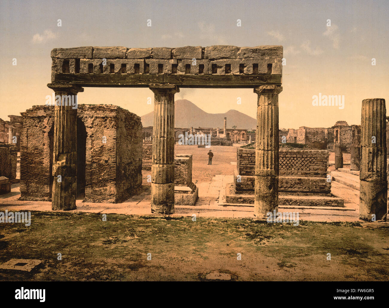 Il Forum, Pompei, Italia Stampa Photochrome, circa 1900 Foto Stock