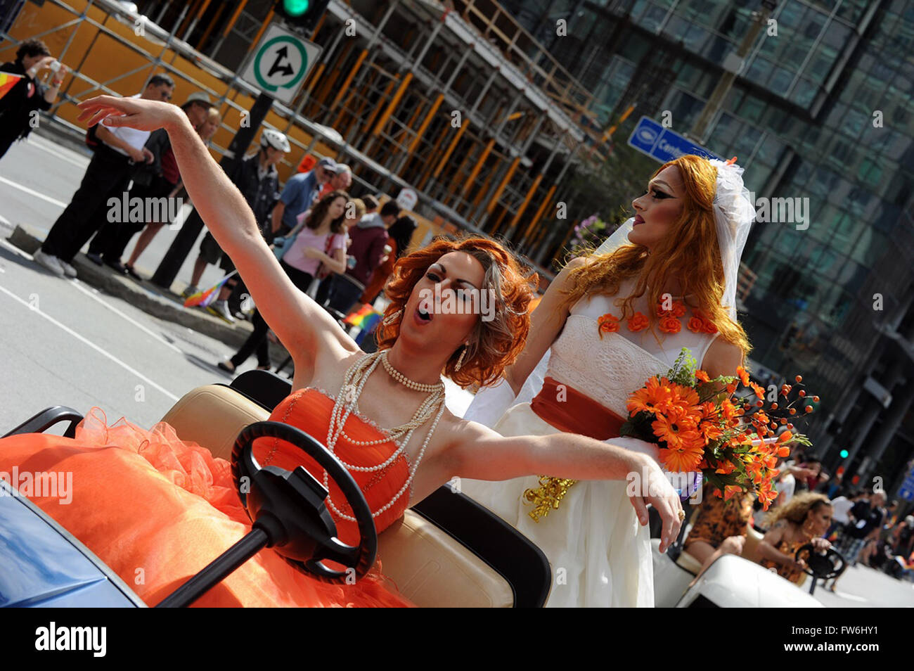 CANADA, Montréal QC ,Agosto 17, 2014 partecipanti marzo durante un Gay Pride Parade di Montreal, il 17 agosto 2014. Foto : KADRI Mohamed / agenzia imagespic Foto Stock