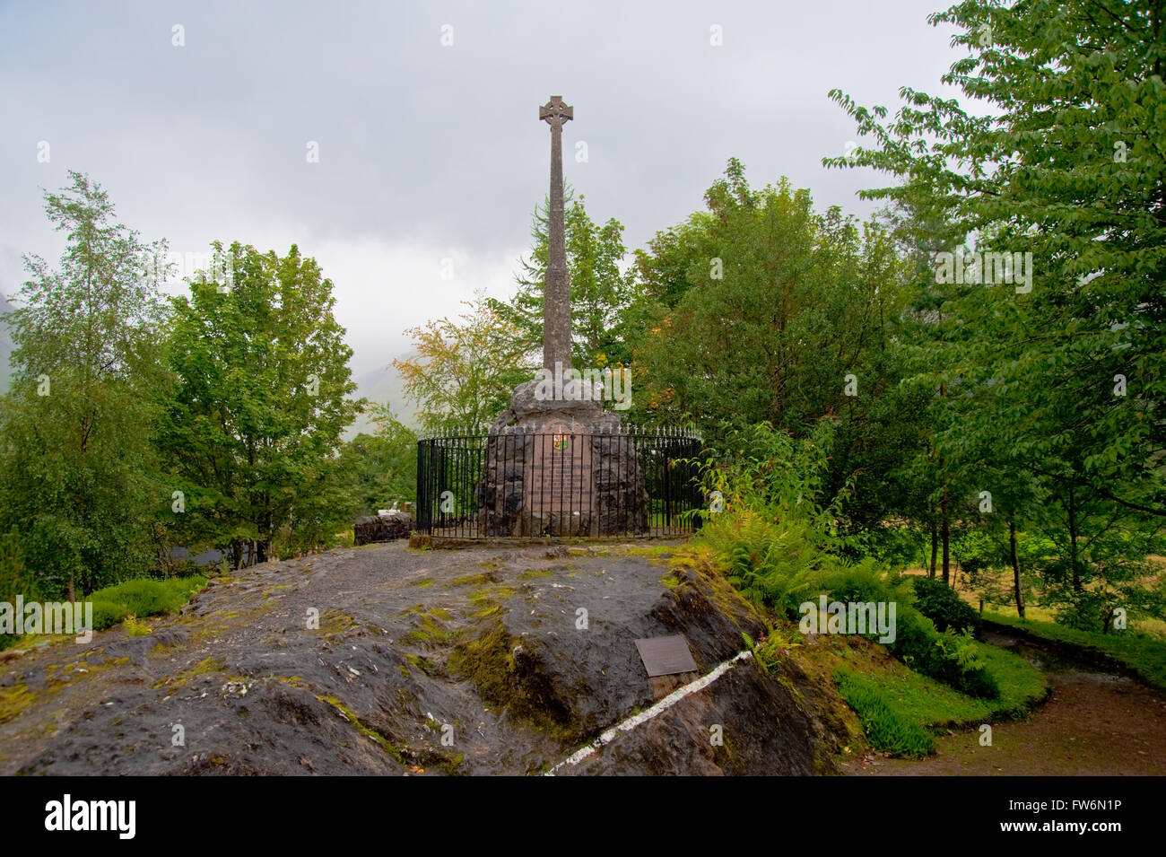 Massacro di Glencoe MacDonald monumento, Glencoe Village Foto Stock