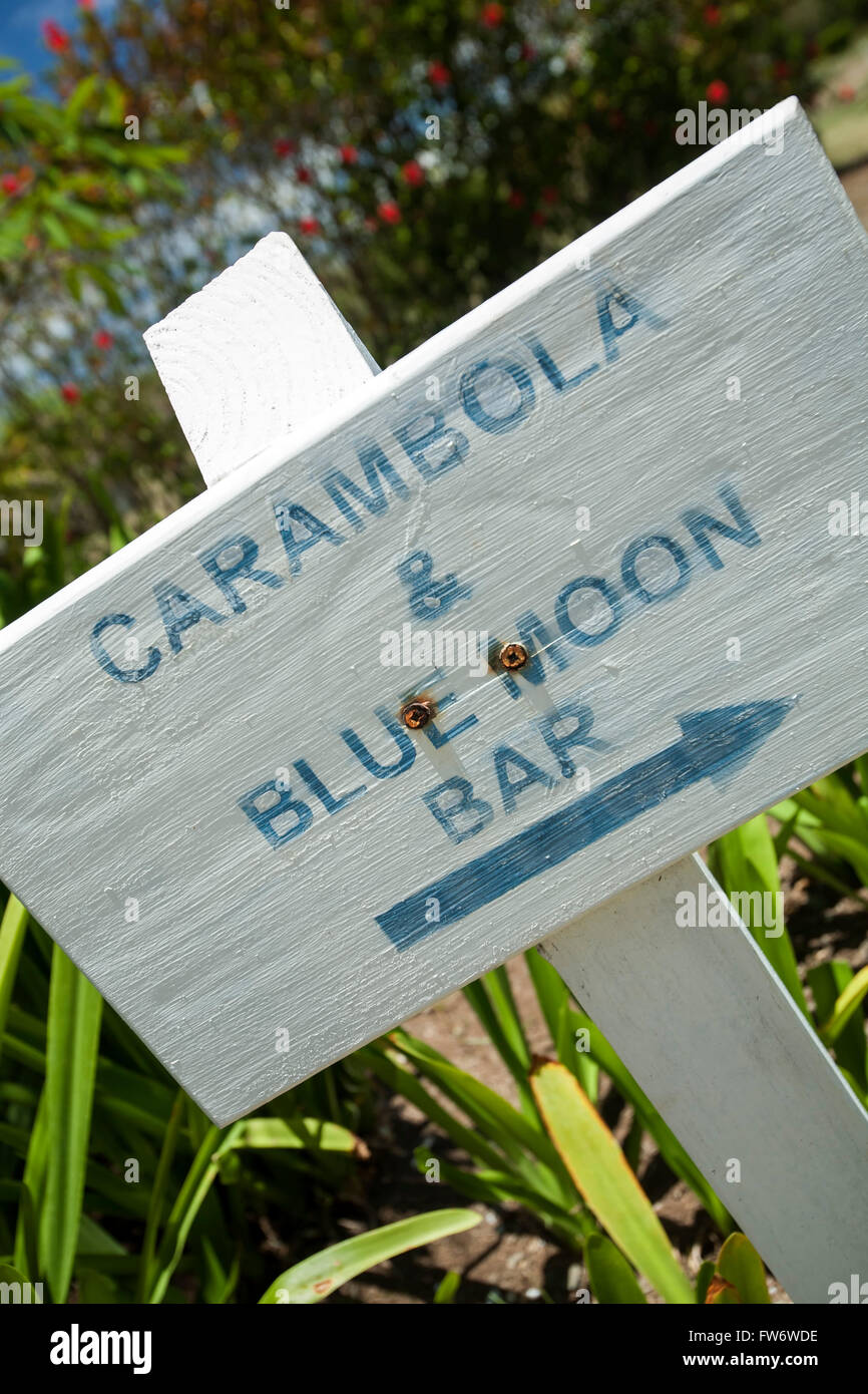 "Carambole & bar Blue Moon" segno, Inn on the Blue Horizon, Vieques, Puerto Rico Foto Stock