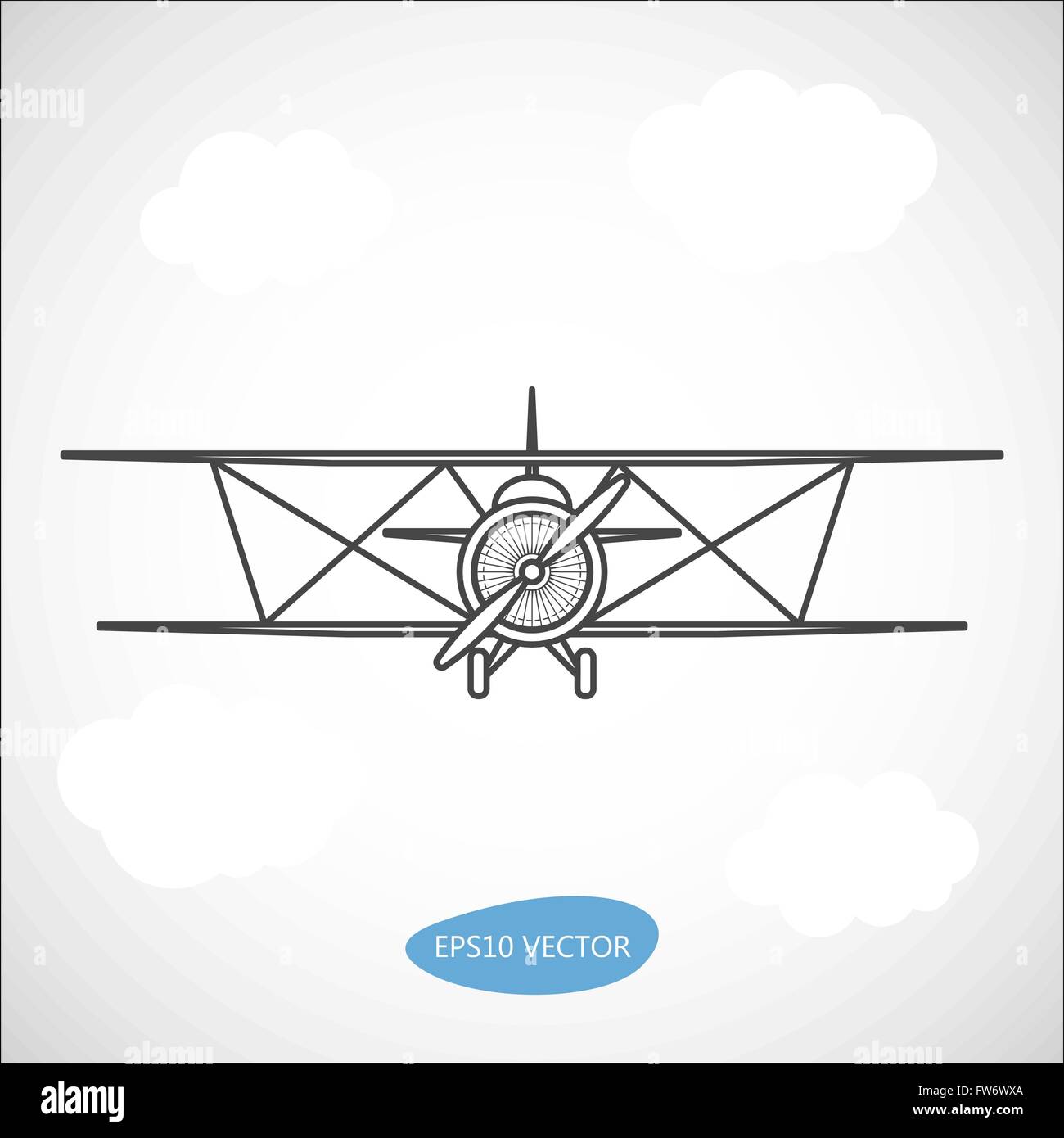 Vettore aereo rétro illustrazione. Un biplano. Illustrazione Vettoriale