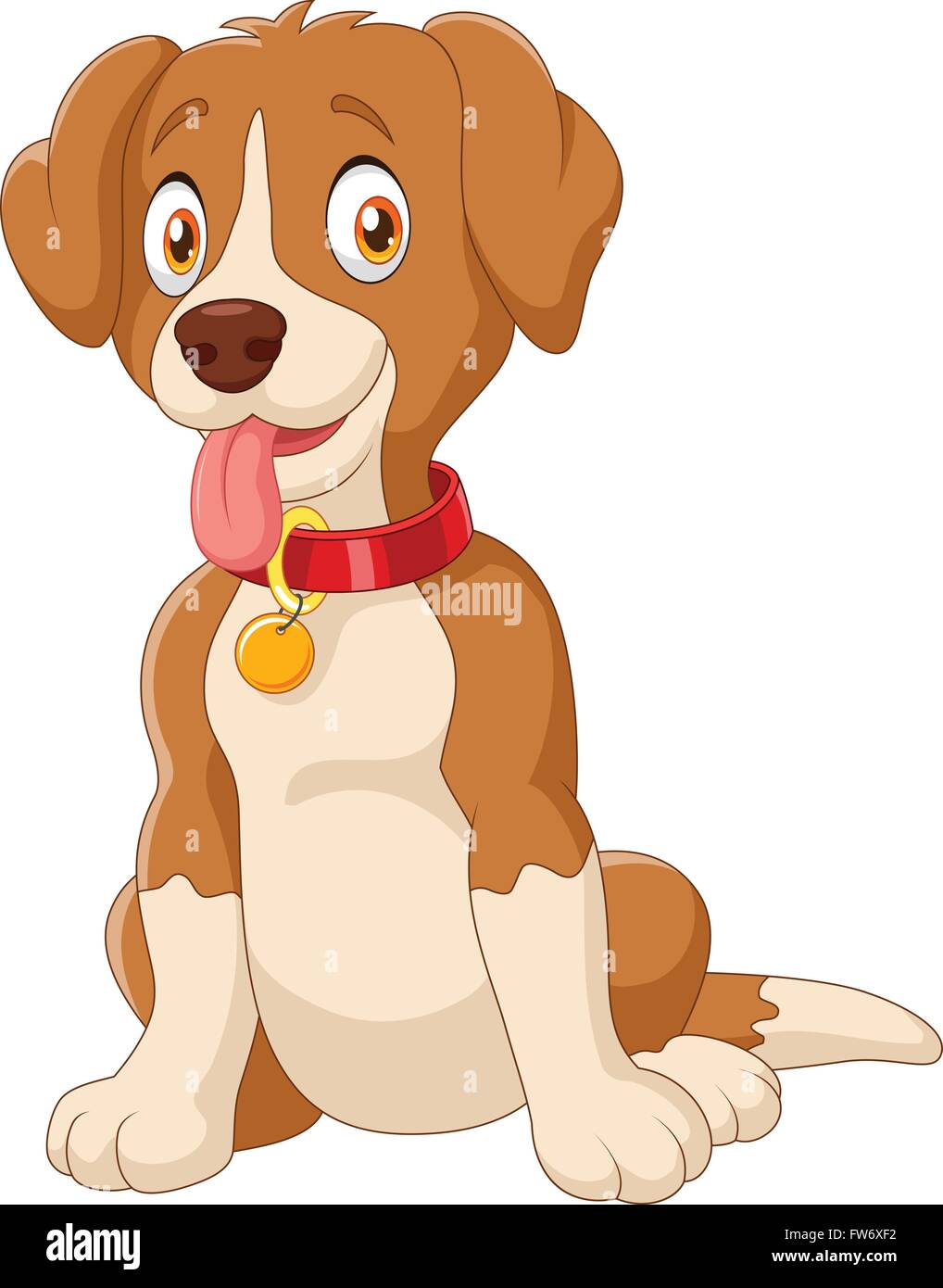 Cute Cane Seduto Con La Lingua Di Fuori Immagine E Vettoriale Alamy
