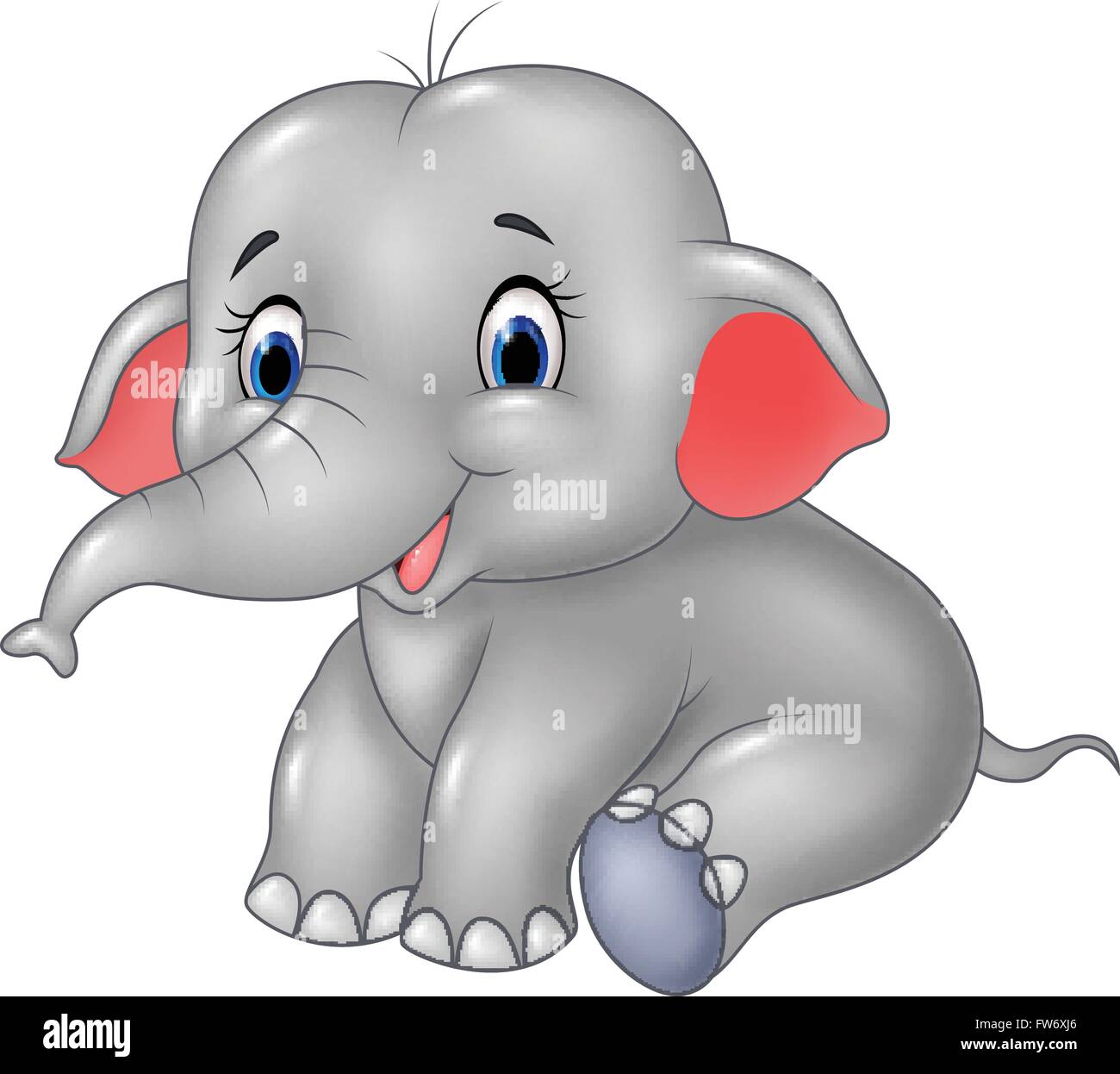 Cartoon baby elephant seduta isolato su sfondo bianco Illustrazione Vettoriale