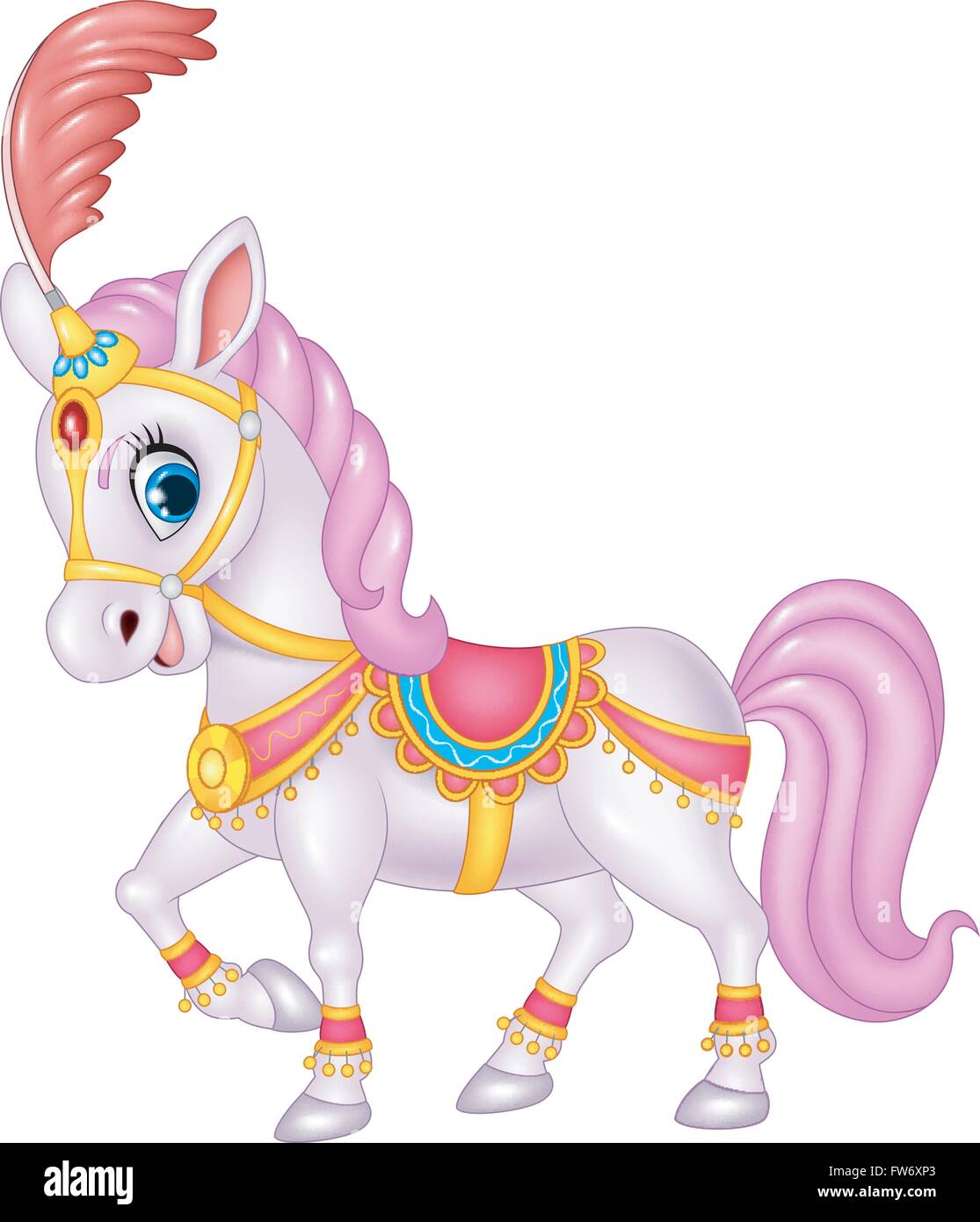 Carino circus cavallo isolato su sfondo bianco Illustrazione Vettoriale