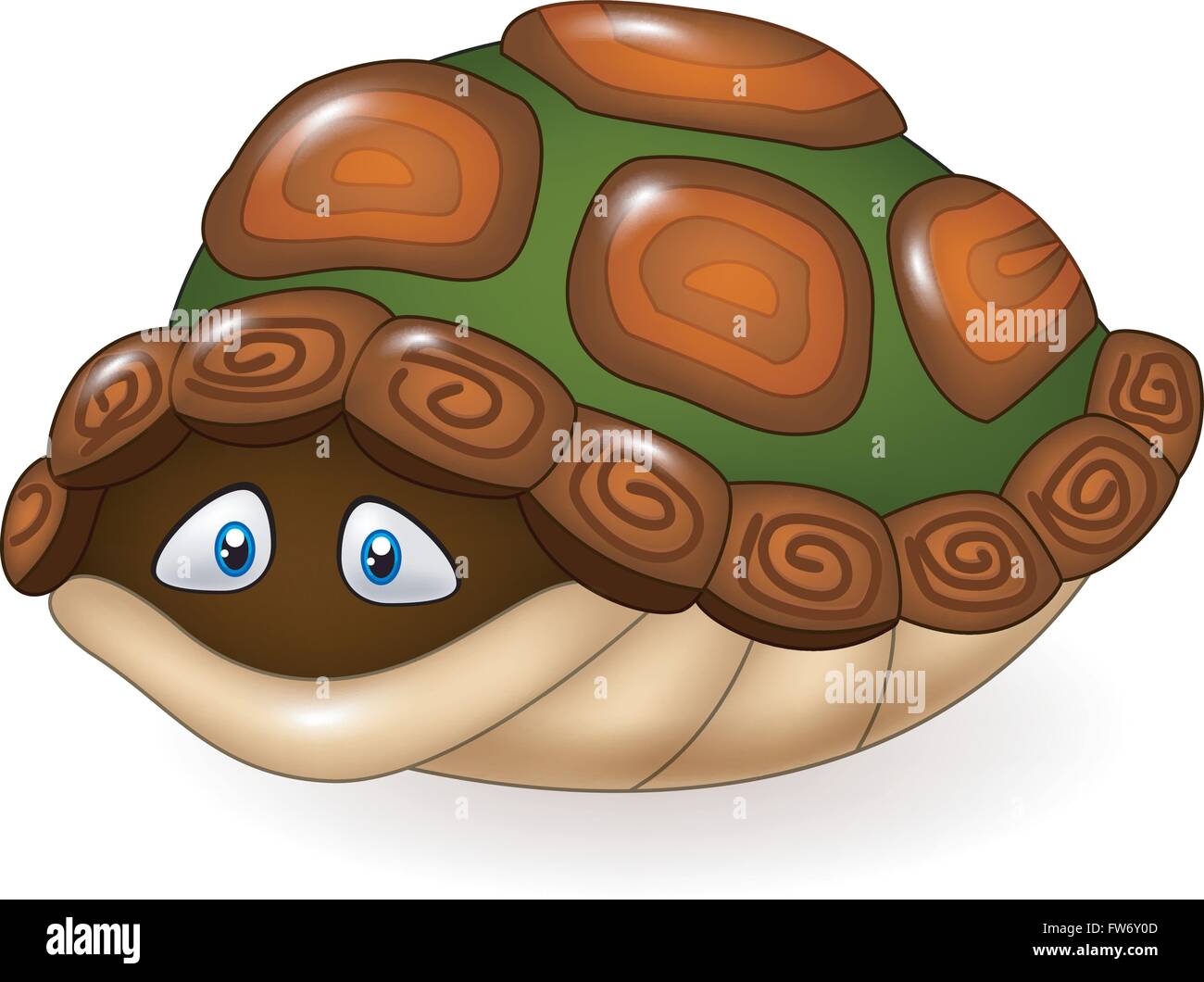 Carino turtle nasconde nel suo guscio Illustrazione Vettoriale