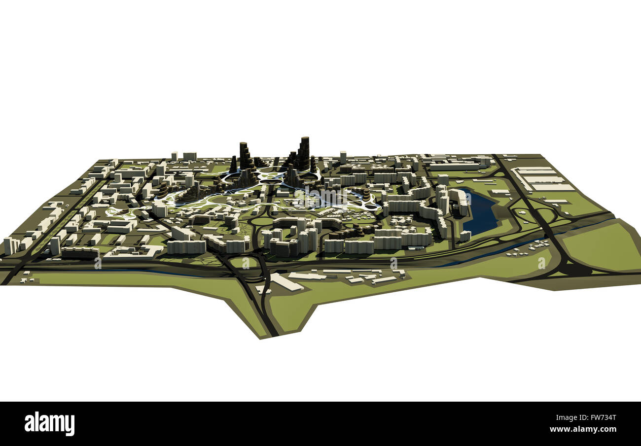 Conceptual modello 3d per la ricostruzione della parte storica della città di Chisinau Foto Stock