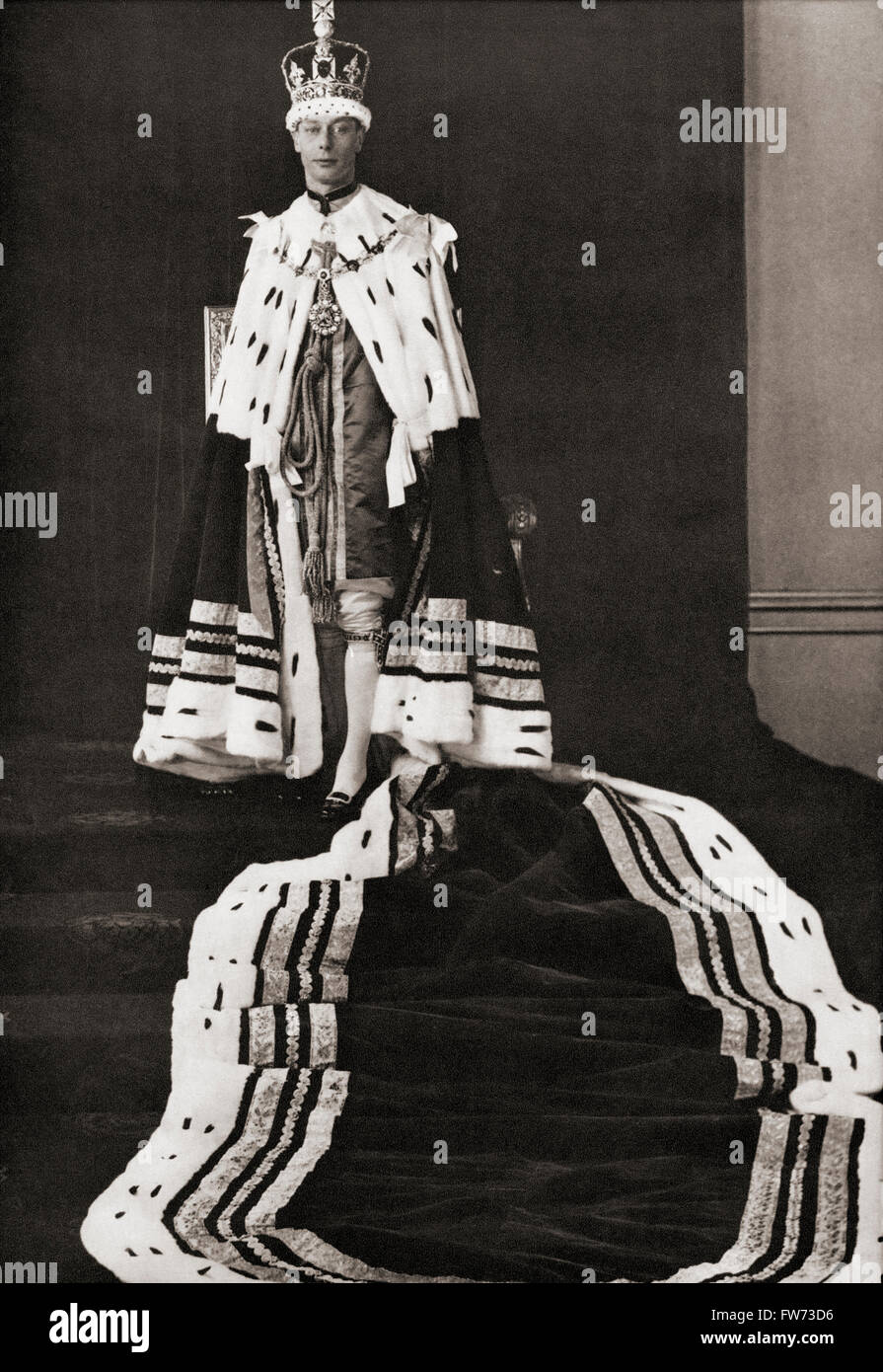 George VI, 1895 - 1952. Visto qui il giorno della sua incoronazione, 12 maggio, 1937. Re del Regno Unito. Foto Stock