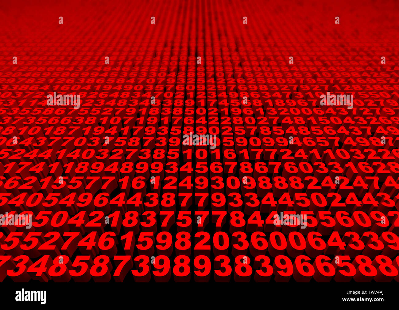 Numbers / 3D render di massa di numeri, facile da colorare Foto Stock