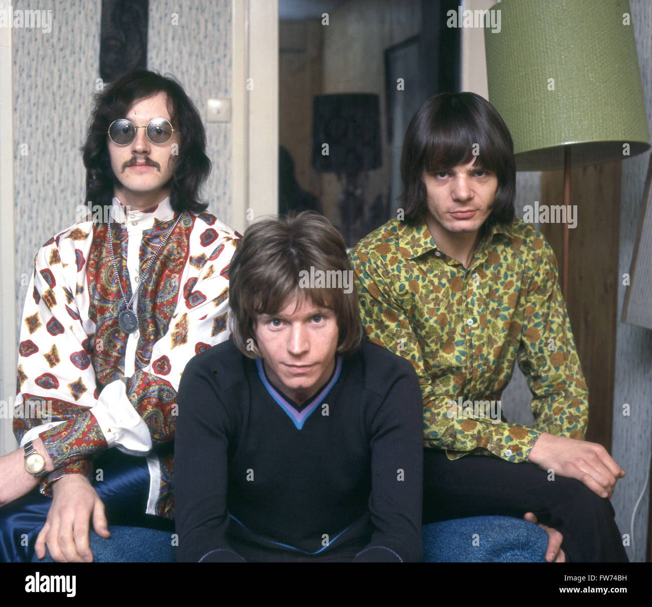 Amore scultura Welsh gruppo rock nel 1968. Da sinistra Rob Jones, Dave Edmunds, John Williams Foto Stock