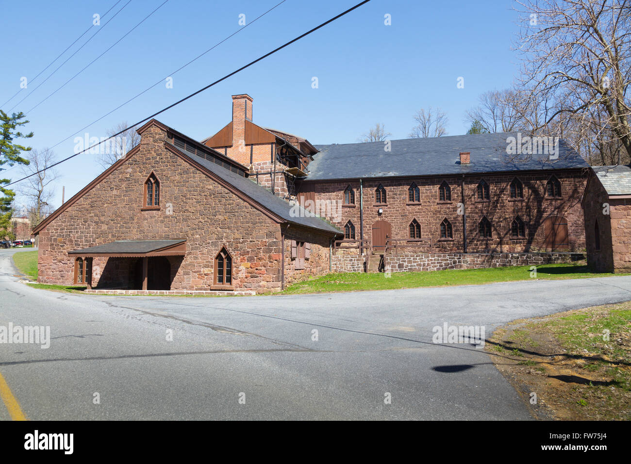 Cornovaglia forno, in uso 1742 al 1883, pietra miliare storica nazionale, Libano County, Pennsylvania, USA. Foto Stock