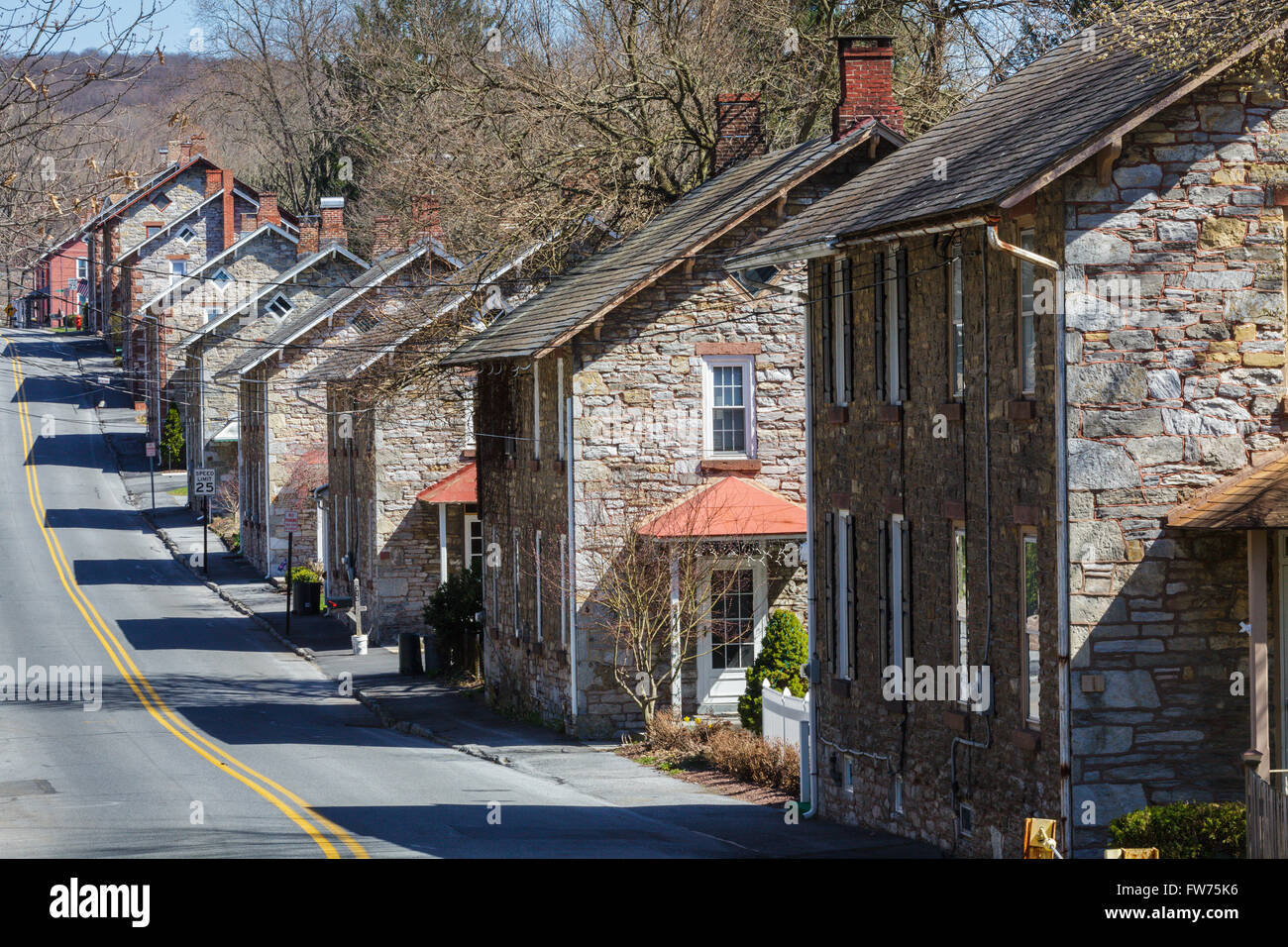 Case di pietra della Cornovaglia, Pennsylvania, Libano County, Stati Uniti d'America. Foto Stock