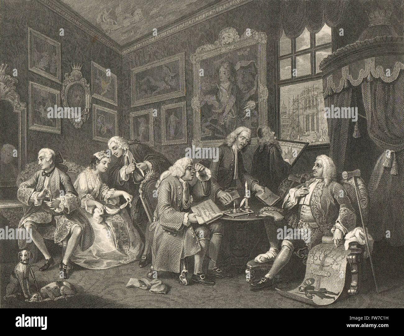 William Hogarth matrimonio a la modalità. Il contratto o la liquidazione di matrimonio Foto Stock