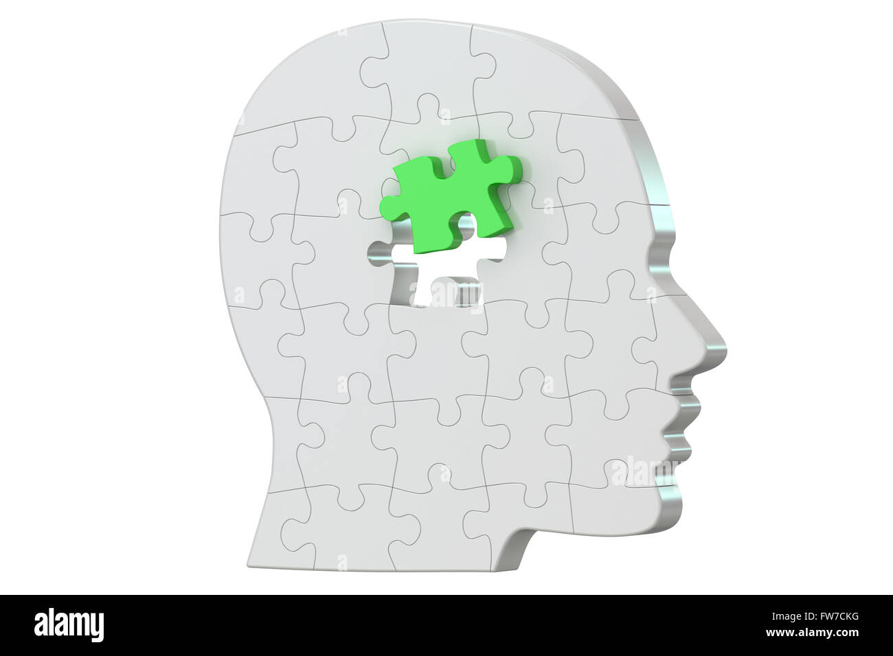Testa da puzzle, 3D rendering isolati su sfondo bianco Foto Stock Testa da puzzle, 3D rendering isolati su sfondo bianco Foto Stock