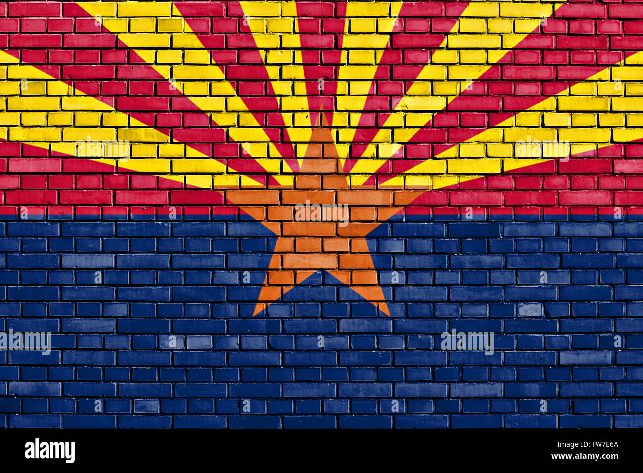 Bandiera della Arizona dipinta su un muro di mattoni Foto Stock