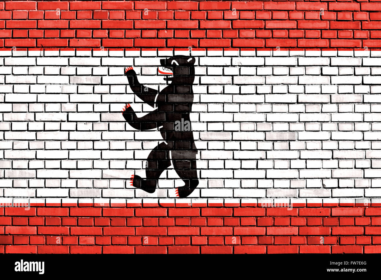 Bandiera di Berlino dipinta su un muro di mattoni Foto Stock