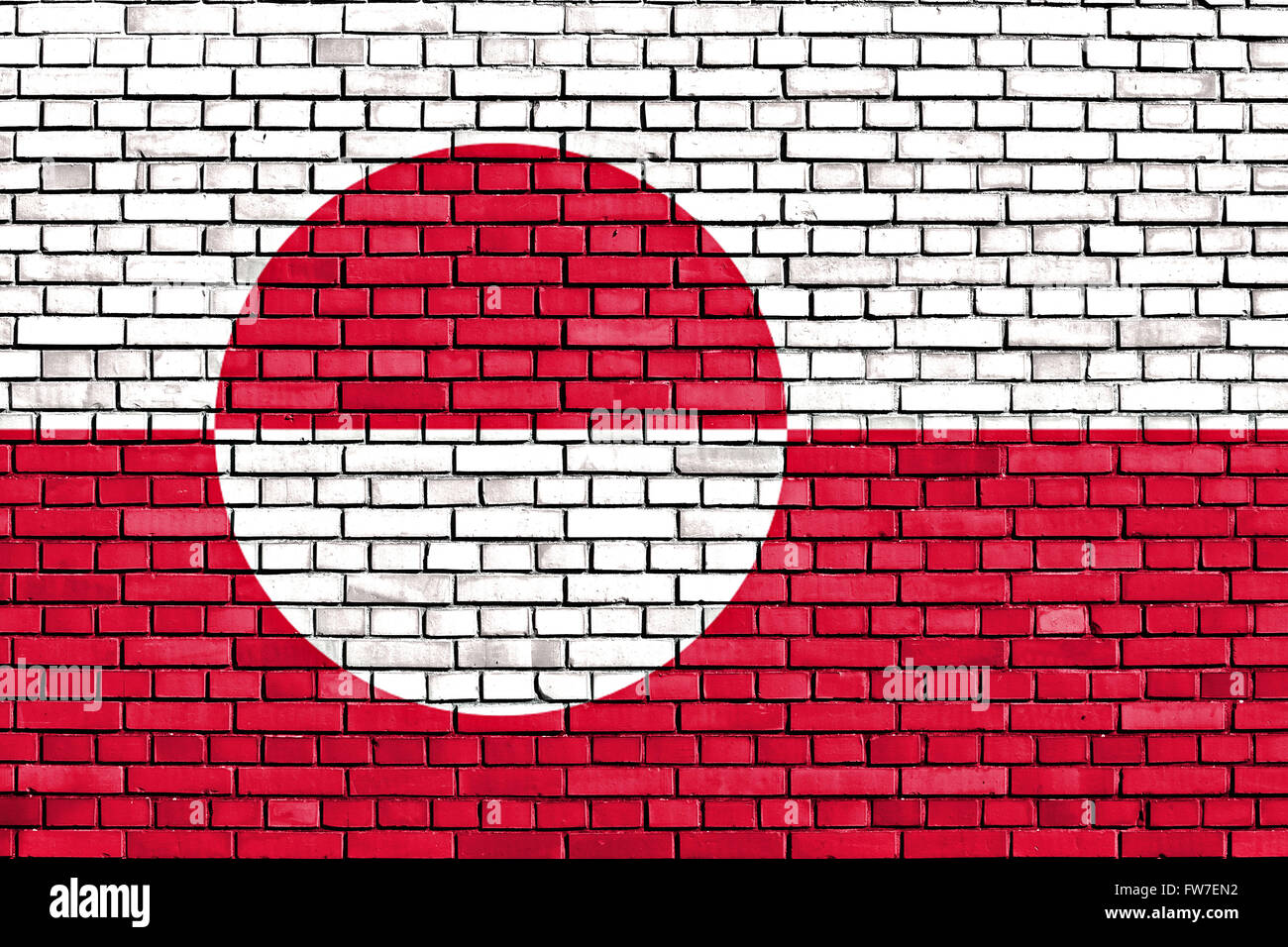 Bandiera della Groenlandia dipinta su un muro di mattoni Foto Stock