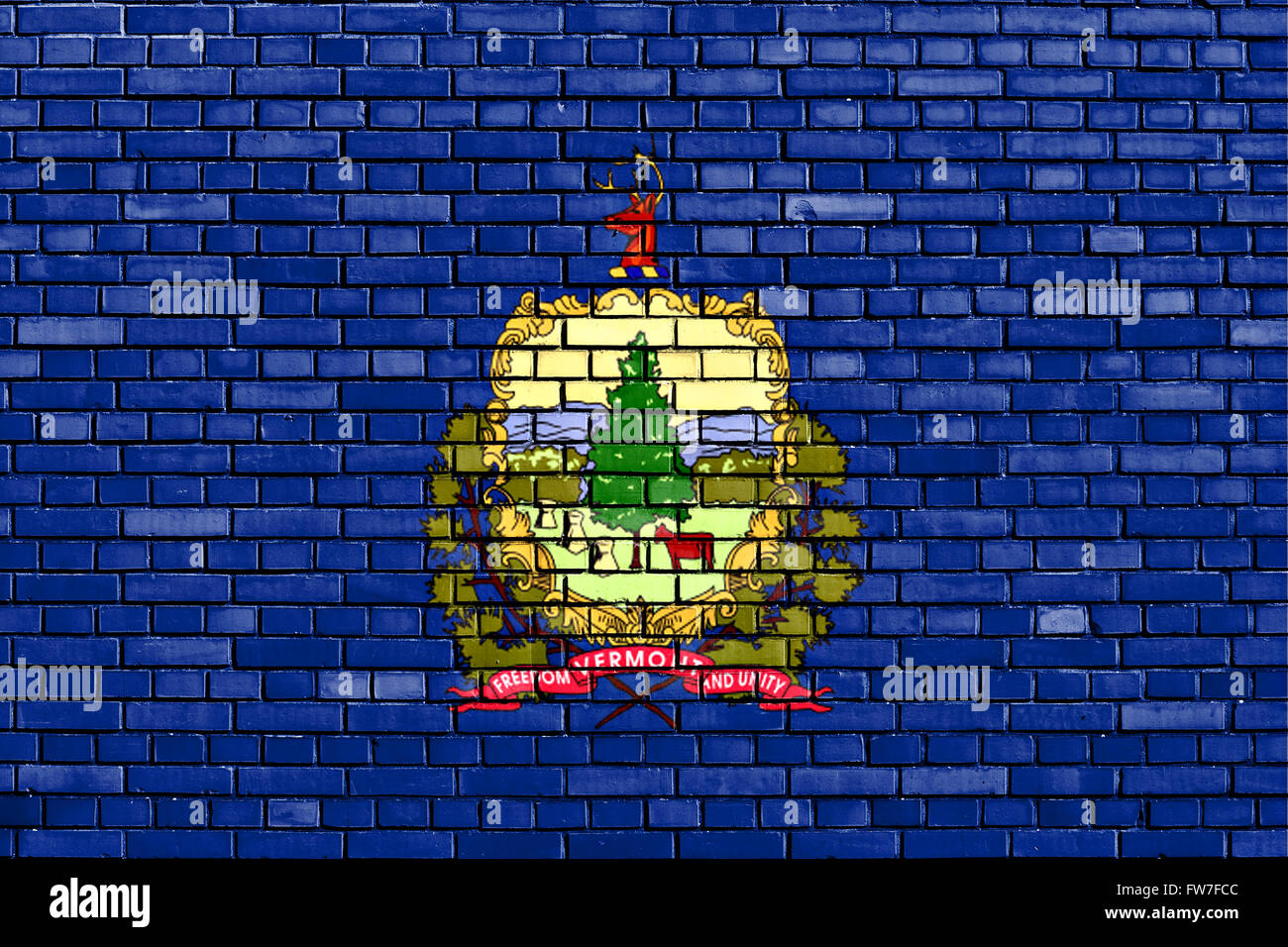 Bandiera del Vermont dipinta su un muro di mattoni Foto Stock