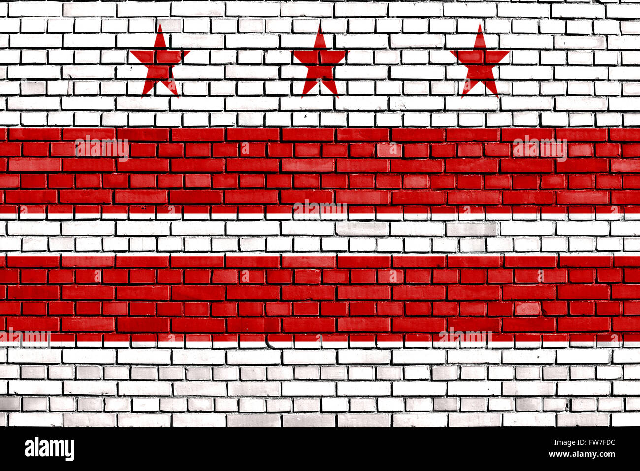 Bandiera di Washington D.C. dipinta su un muro di mattoni Foto Stock