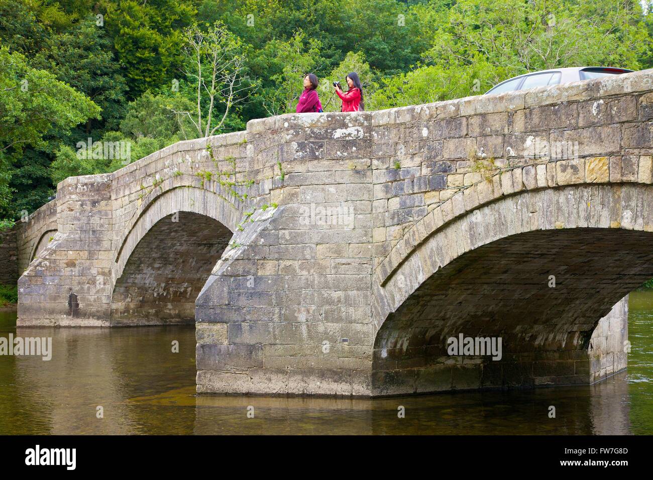 Ponte Pooley originale 1764 lavato via in alluvioni in dicembre 2015. Parco Nazionale del Distretto dei Laghi, Eden District, Cumbria, Inghilterra Foto Stock