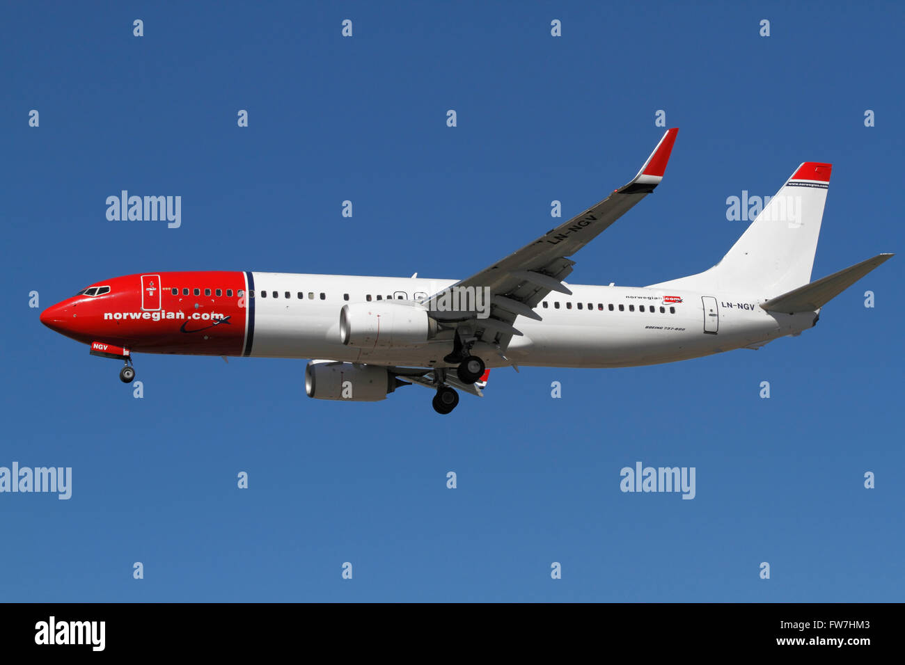 Norvegese , Boeing 737, LN-NGV, volo DY3643 da Nizza sull'avvicinamento  finale all'aeroporto di Kastrup, CPH, Copenaghen, Danimarca. Aereo Foto  stock - Alamy