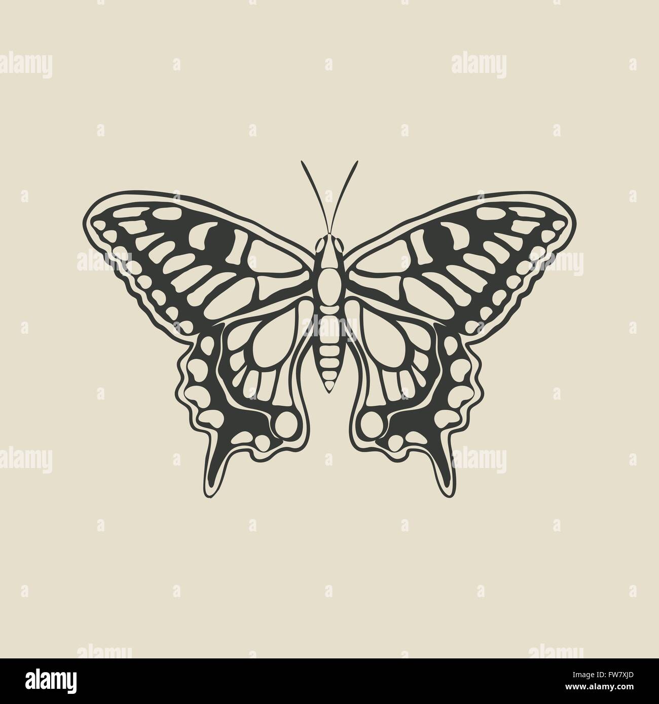Nero machaon butterfly - illustrazione vettoriale EPS. 8 Illustrazione Vettoriale