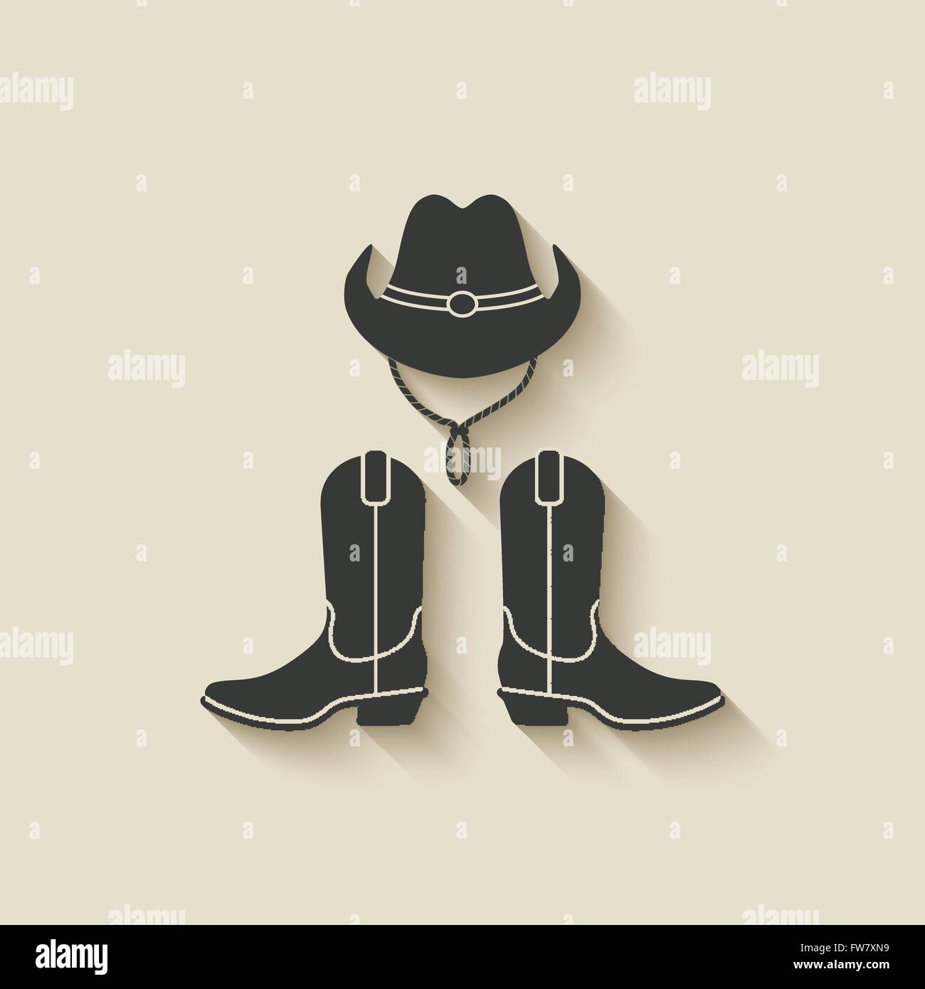 Il cappello da cowboy boots icona - illustrazione vettoriale EPS. 10 Illustrazione Vettoriale