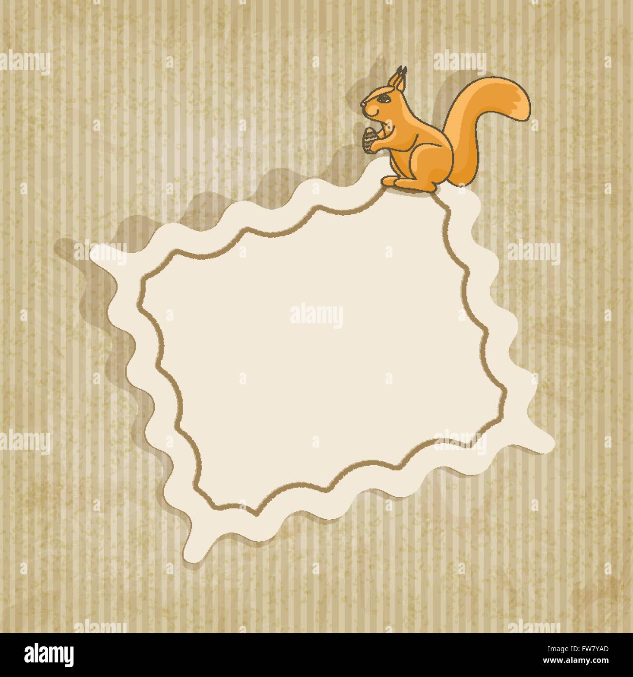 Sfondo retrò con lo scoiattolo - illustrazione vettoriale EPS. 10 Illustrazione Vettoriale