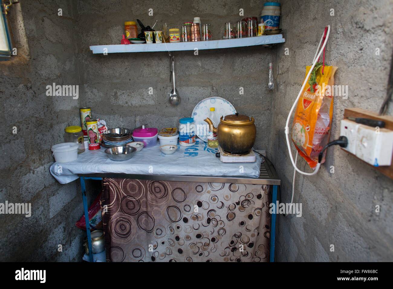 Cucina in Salarara refugeecamp, Iraq. Foto Stock