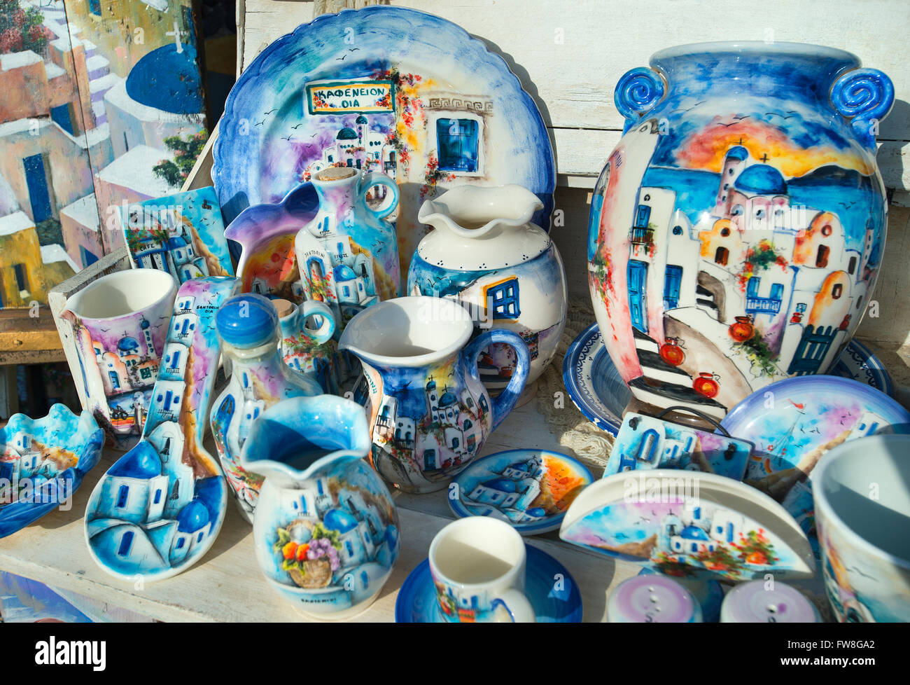 Shopping a Oia - Santorini, Grecia Foto Stock